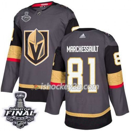 Mænd NHL Vegas Golden Knights Trøje Jonathan Marchessault 81 2018 Stanley Cup Final Patch Adidas Grå Authentic